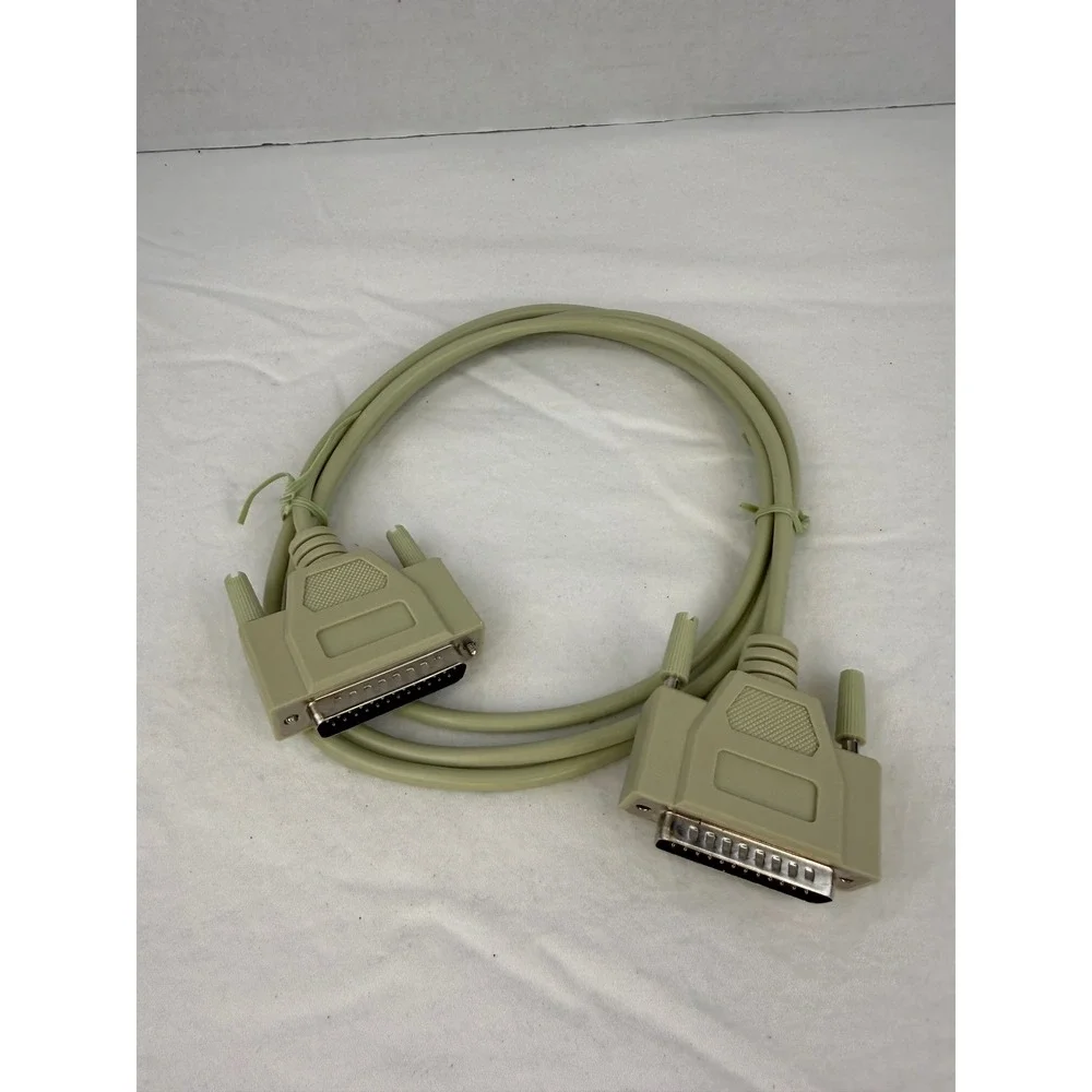 Vintage DB25 Male to Male Serial Parallel Data Cable Beige 25 Pin RS-232 Printer